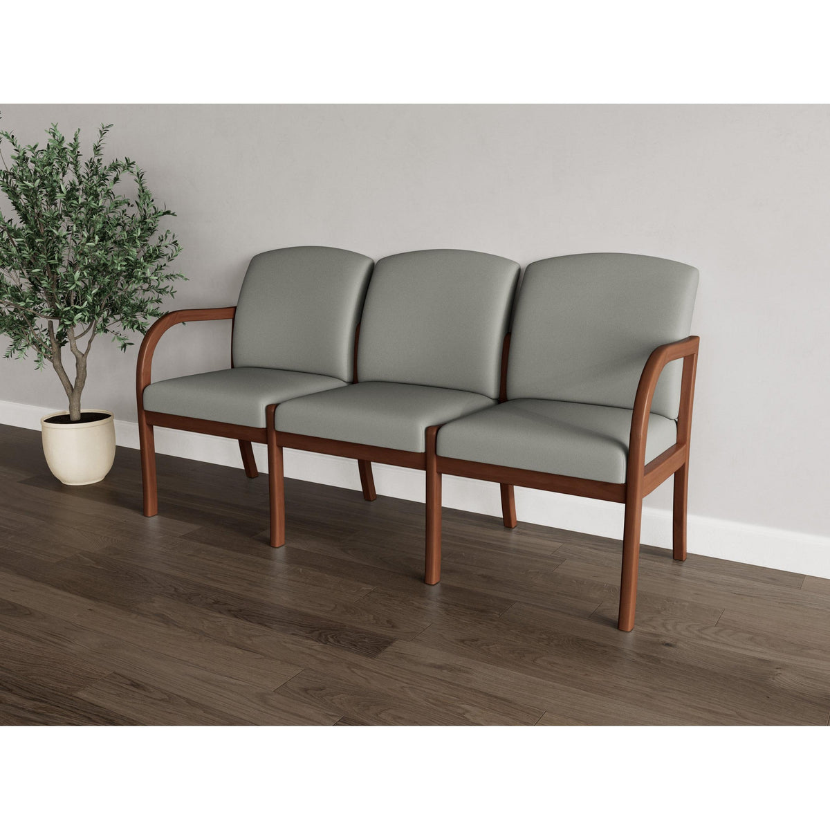 Weston Waiting Reception 3 Seat Tandem Seating Wood Frame No Center Arms