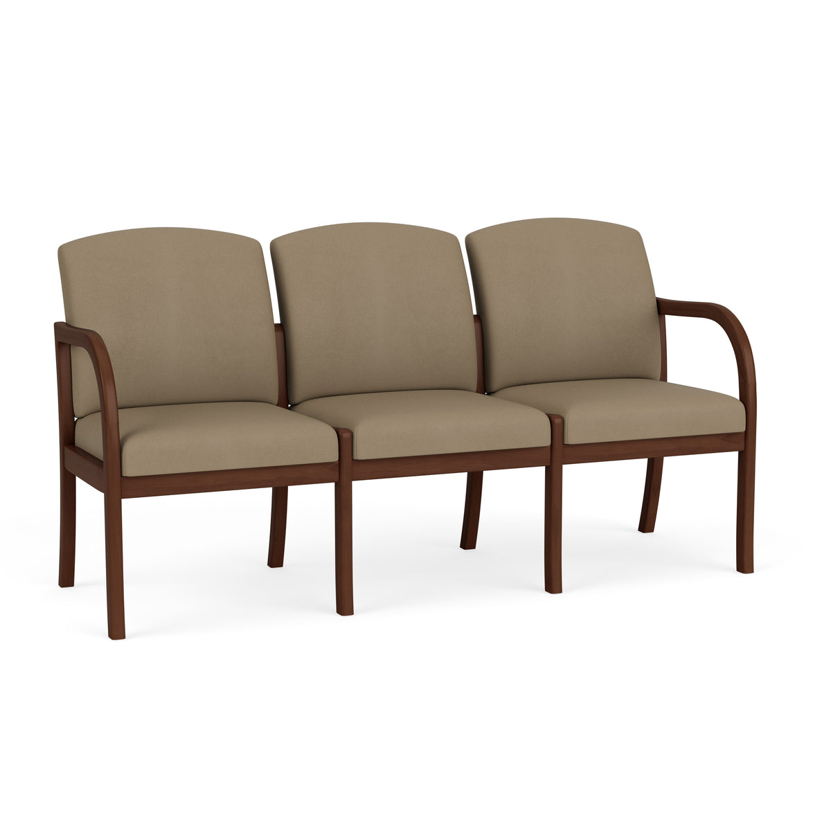 Weston Waiting Reception 3 Seat Tandem Seating Wood Frame No Center Arms