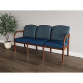 Weston Waiting Reception 3 Seat Tandem Seating Wood Frame No Center Arms