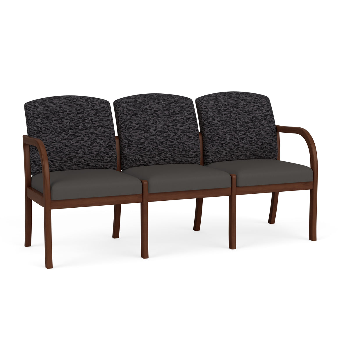 Weston Waiting Reception 3 Seat Tandem Seating Wood Frame No Center Arms