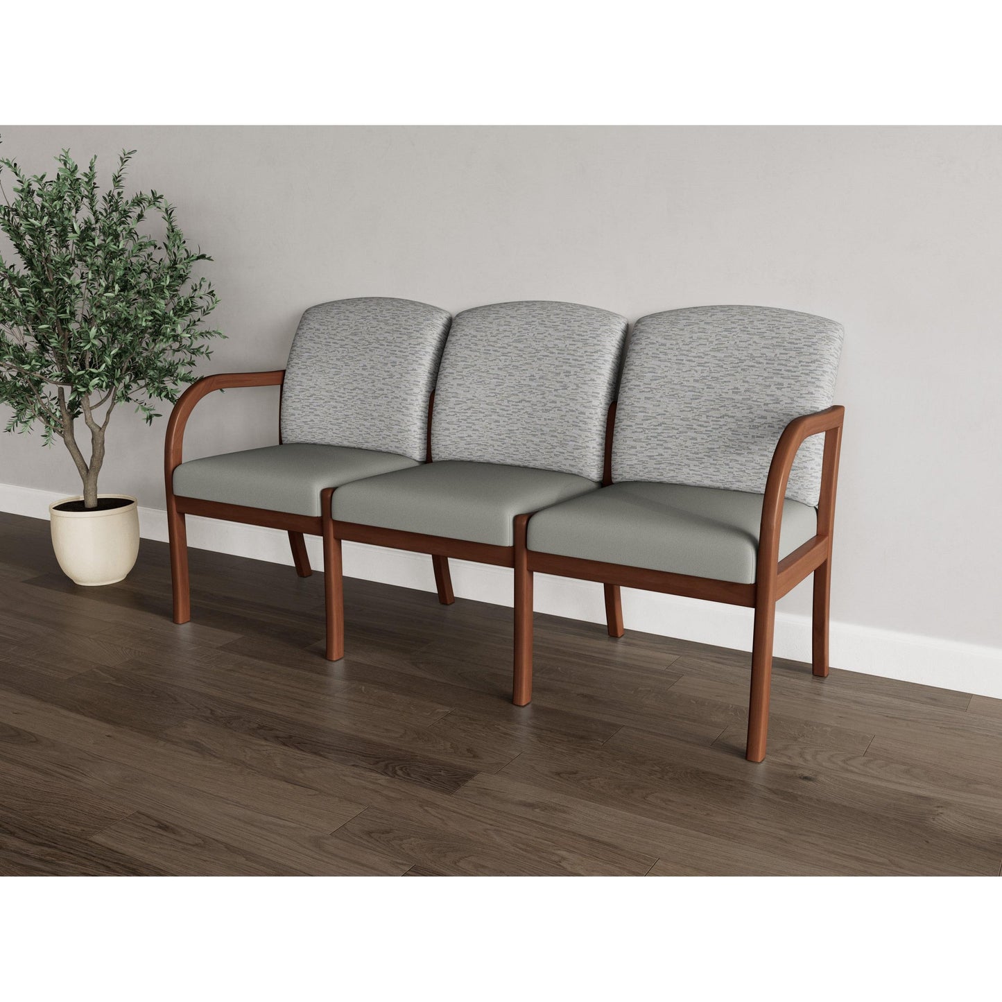 Weston Waiting Reception 3 Seat Tandem Seating Wood Frame No Center Arms