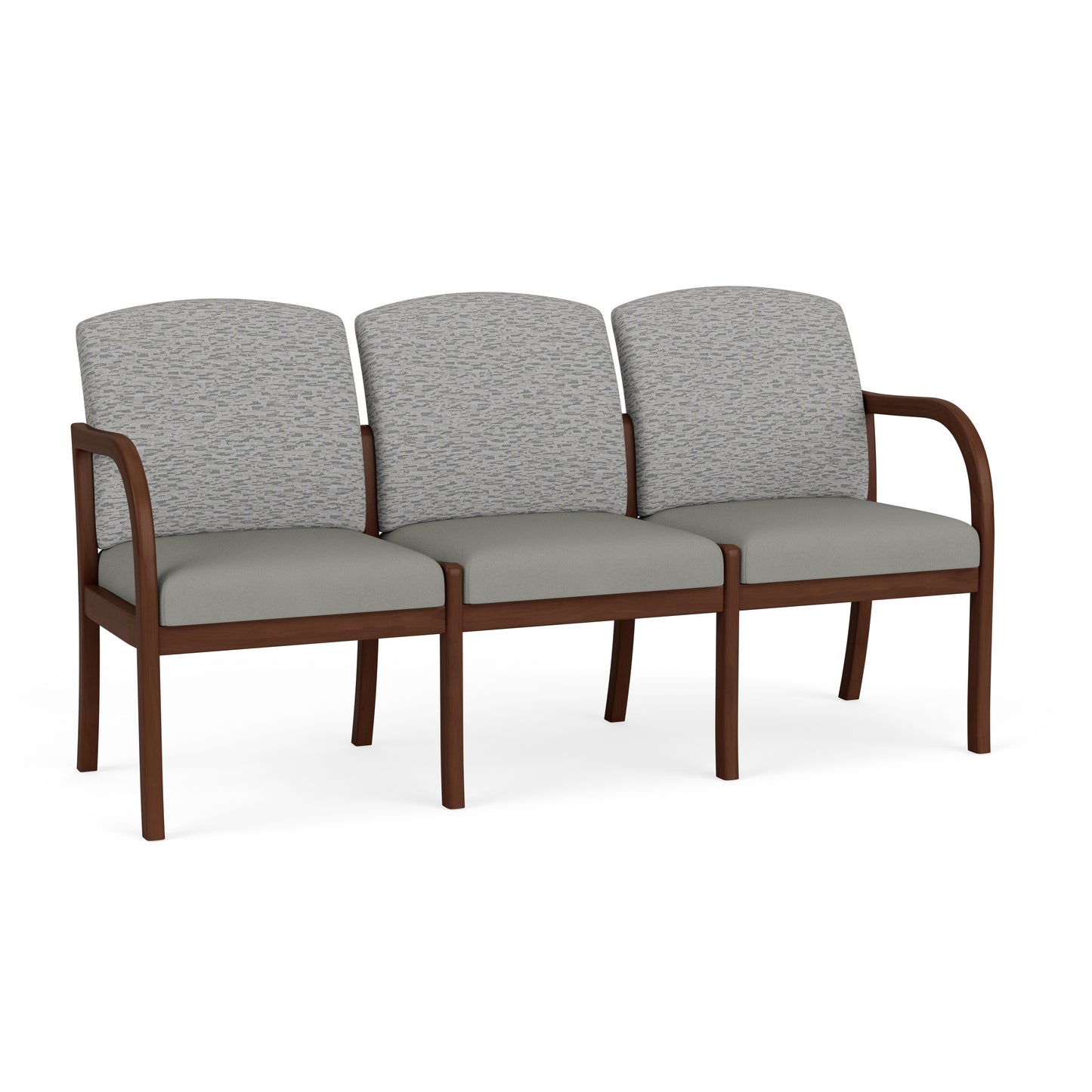 Weston Waiting Reception 3 Seat Tandem Seating Wood Frame No Center Arms