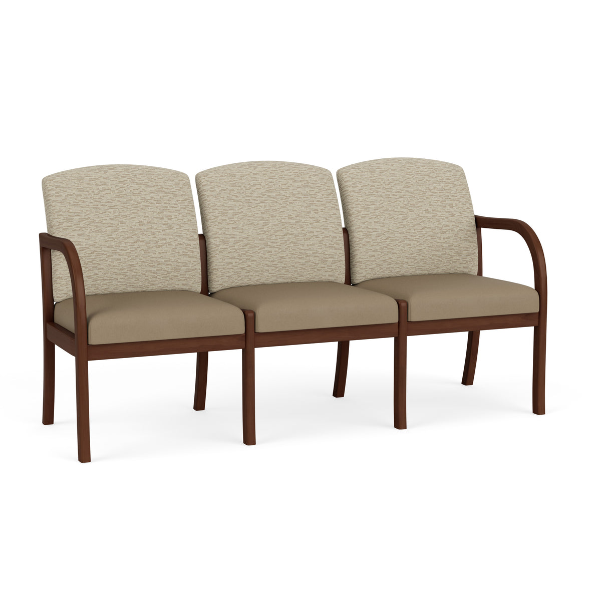 Weston Waiting Reception 3 Seat Tandem Seating Wood Frame No Center Arms