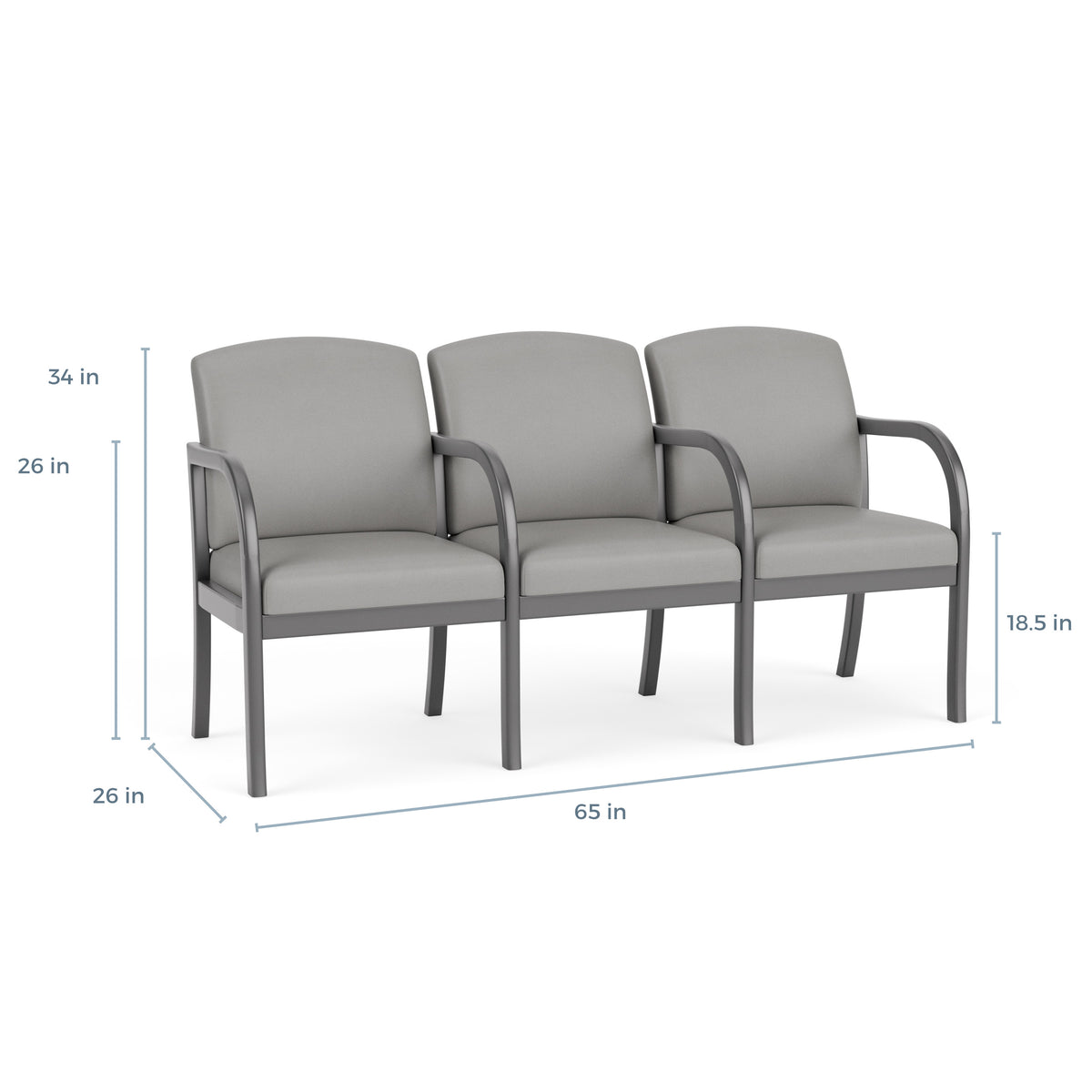 Weston Waiting Reception 3 Seat Tandem Seating Wood Frame
