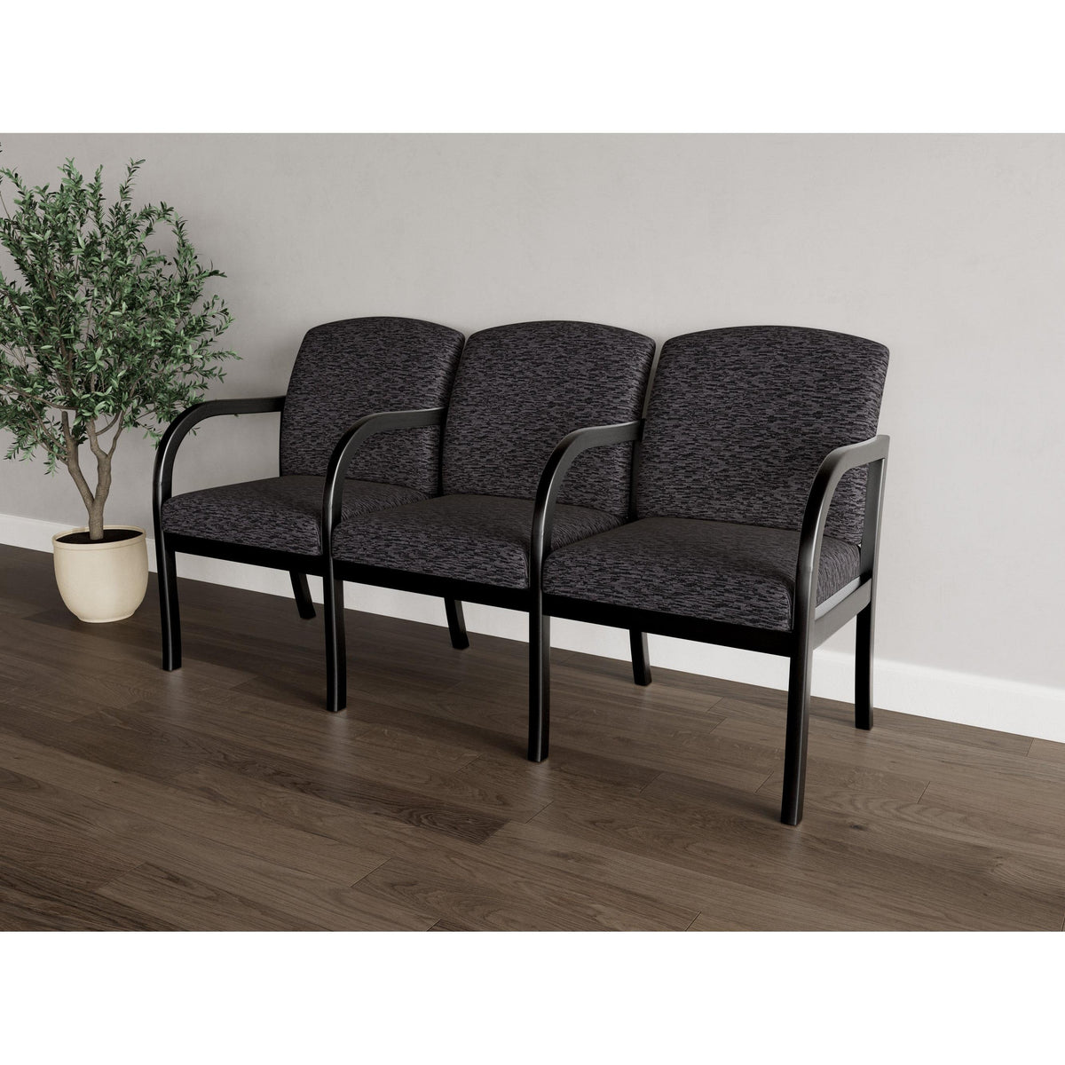 Weston Waiting Reception 3 Seat Tandem Seating Wood Frame