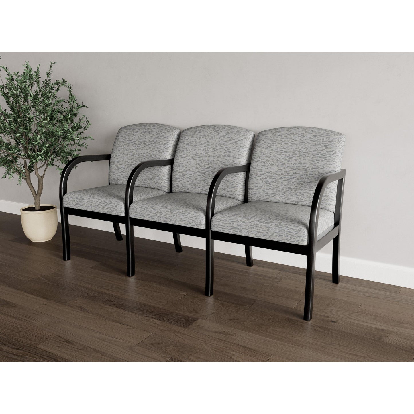 Weston Waiting Reception 3 Seat Tandem Seating Wood Frame