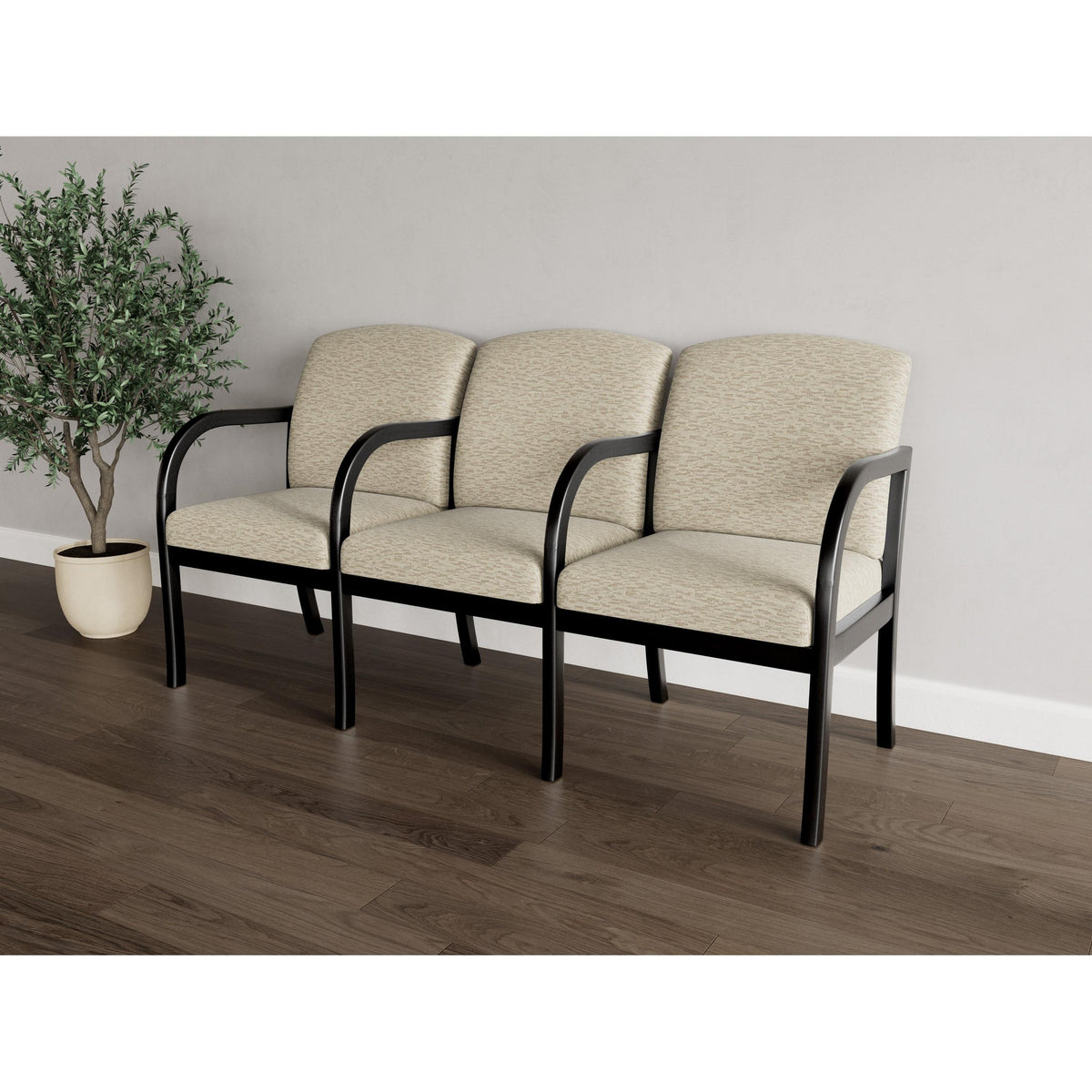 Weston Waiting Reception 3 Seat Tandem Seating Wood Frame