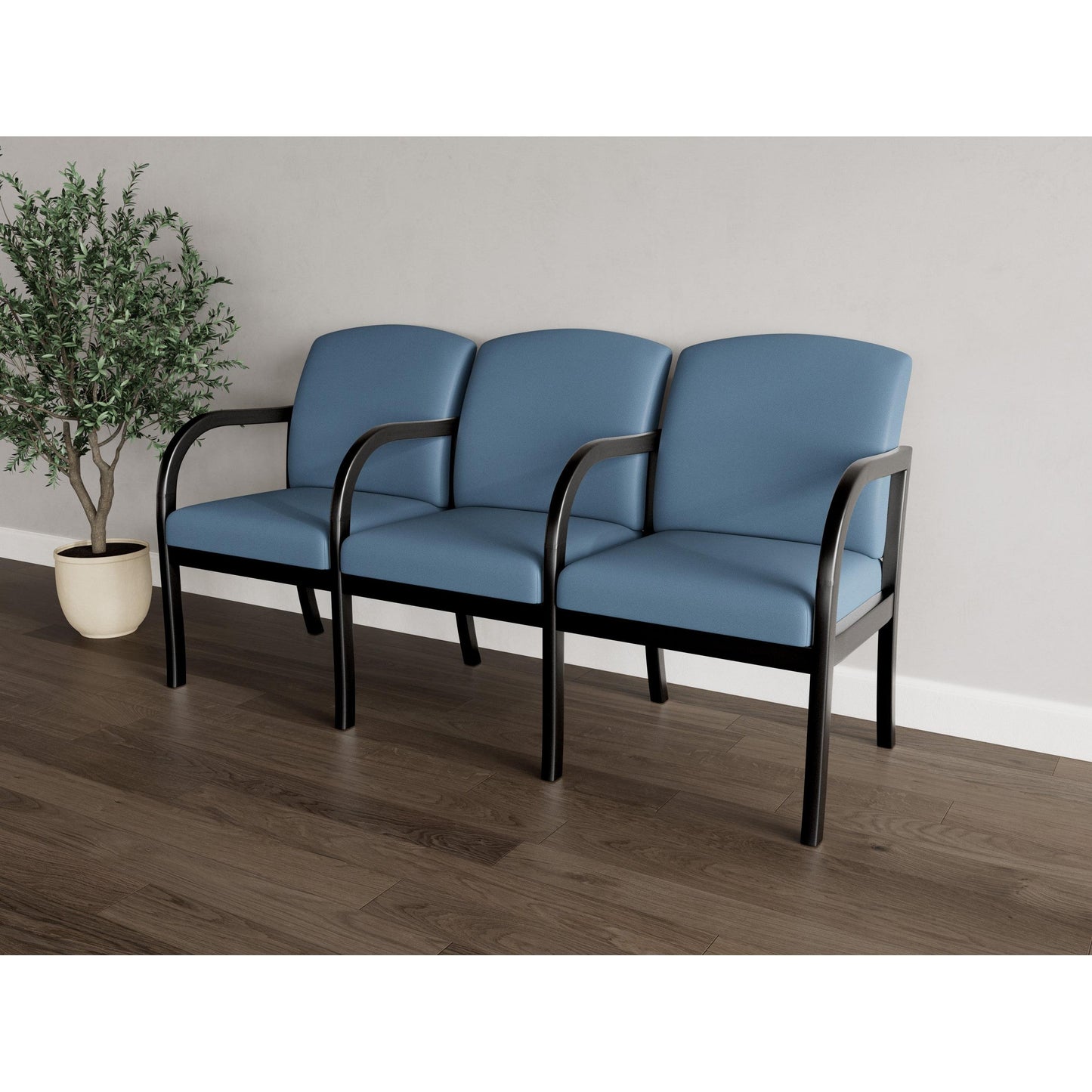 Weston Waiting Reception 3 Seat Tandem Seating Wood Frame