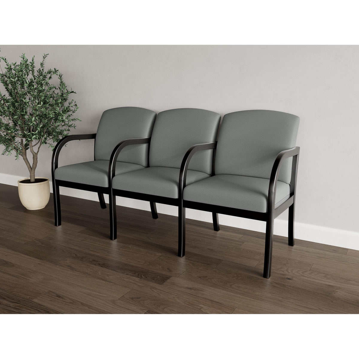 Weston Waiting Reception 3 Seat Tandem Seating Wood Frame
