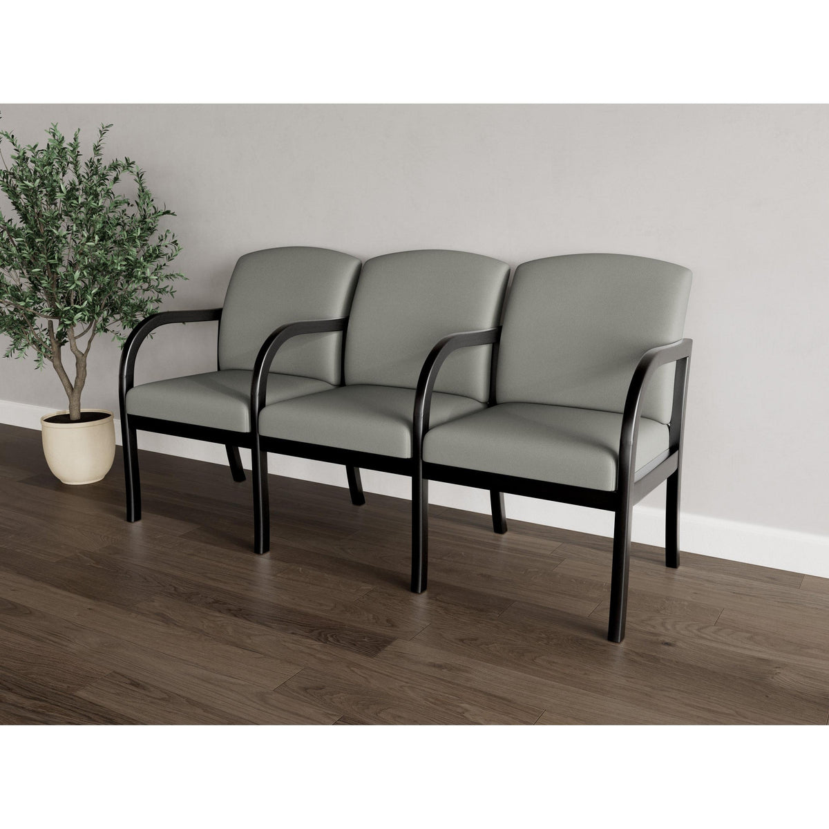 Weston Waiting Reception 3 Seat Tandem Seating Wood Frame
