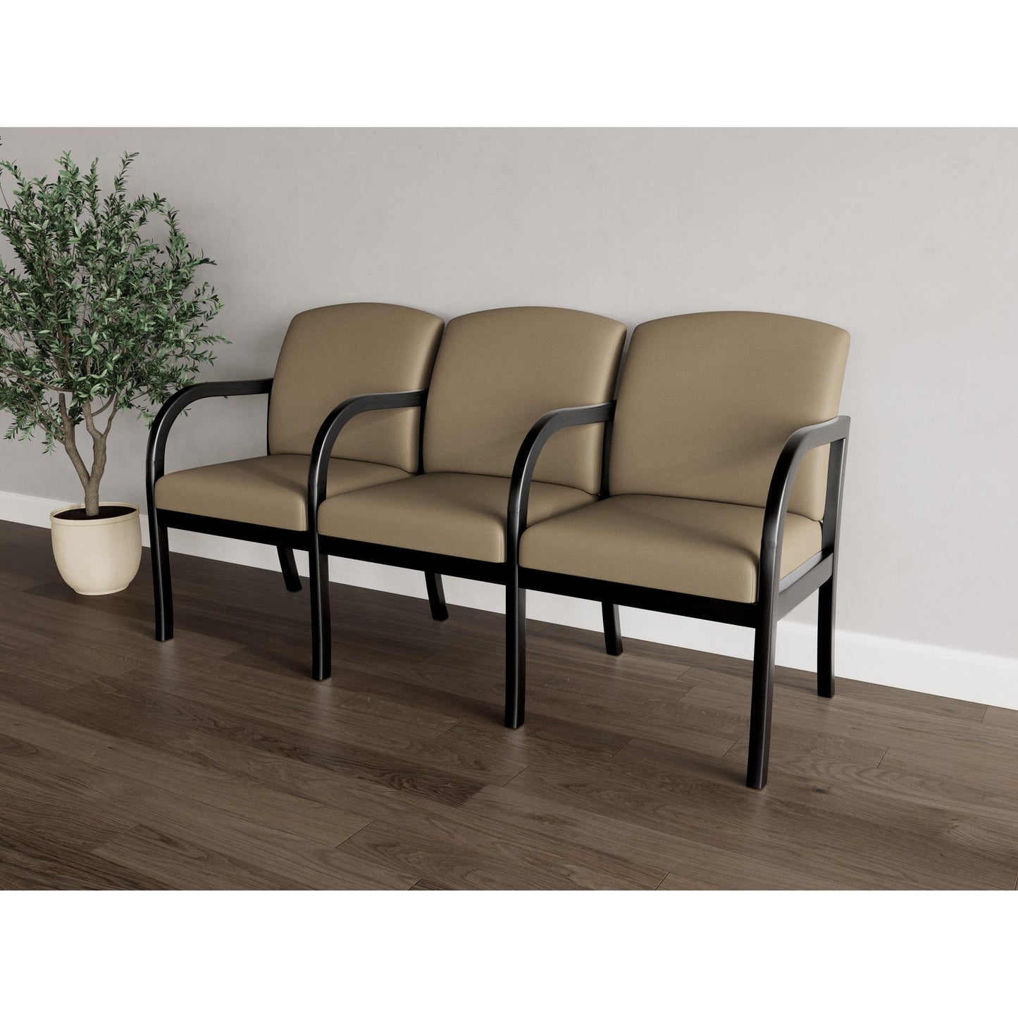 Weston Waiting Reception 3 Seat Tandem Seating Wood Frame