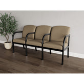 Weston Waiting Reception 3 Seat Tandem Seating Wood Frame