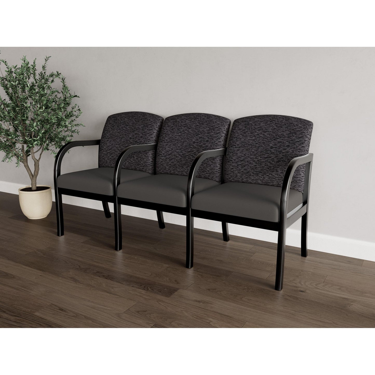 Weston Waiting Reception 3 Seat Tandem Seating Wood Frame