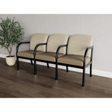 Weston Waiting Reception 3 Seat Tandem Seating Wood Frame