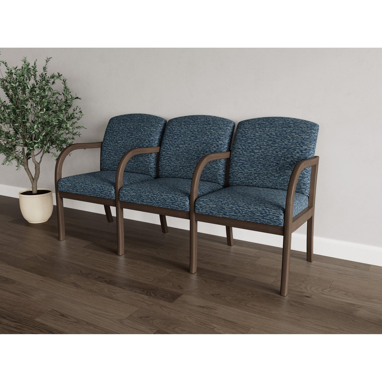 Weston Waiting Reception 3 Seat Tandem Seating Wood Frame