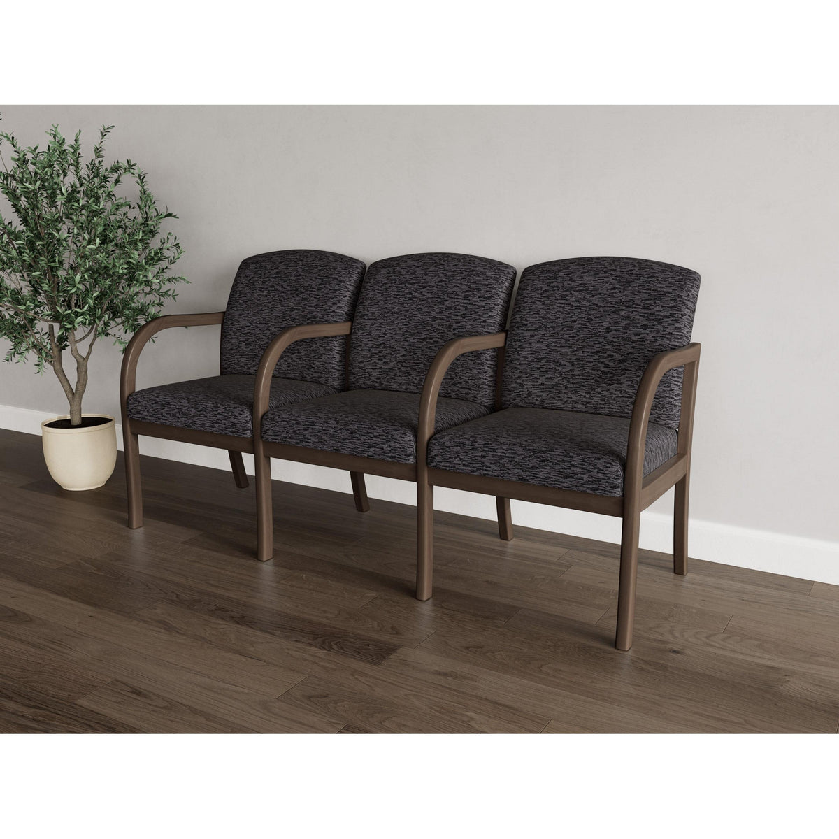 Weston Waiting Reception 3 Seat Tandem Seating Wood Frame