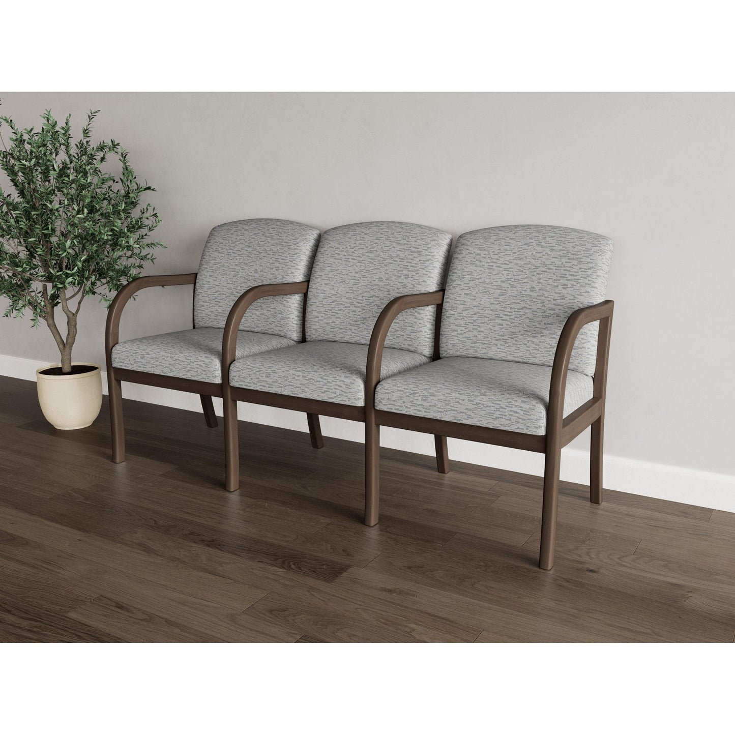 Weston Waiting Reception 3 Seat Tandem Seating Wood Frame