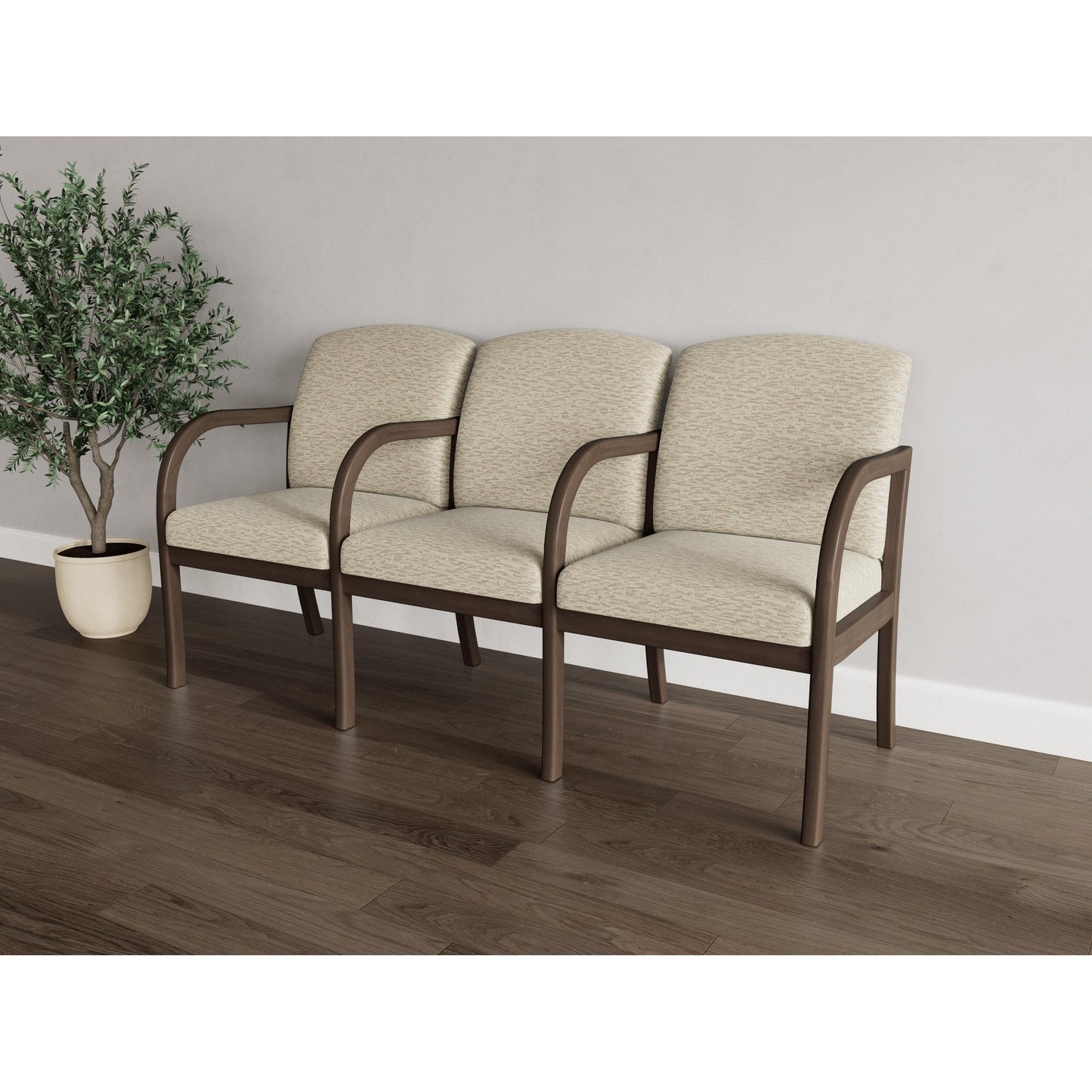 Weston Waiting Reception 3 Seat Tandem Seating Wood Frame
