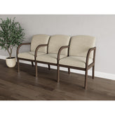 Weston Waiting Reception 3 Seat Tandem Seating Wood Frame