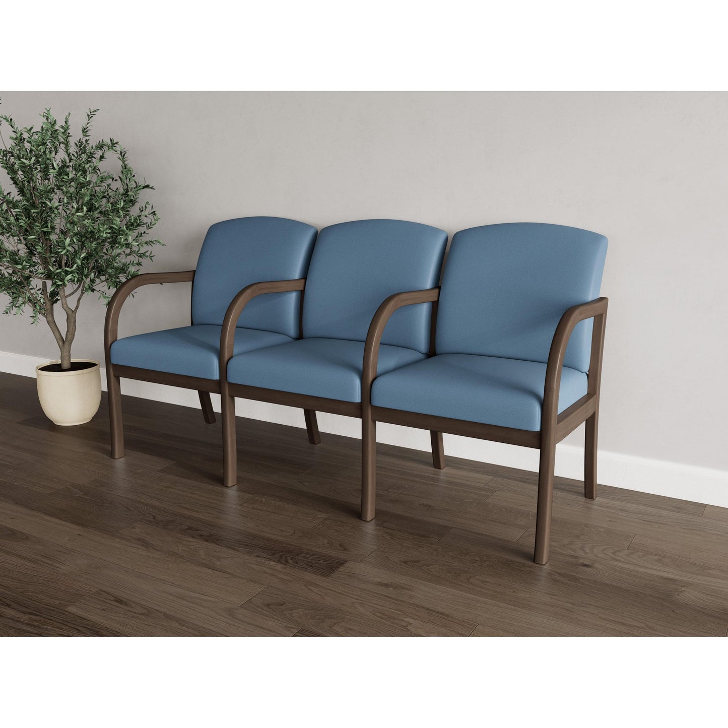 Weston Waiting Reception 3 Seat Tandem Seating Wood Frame