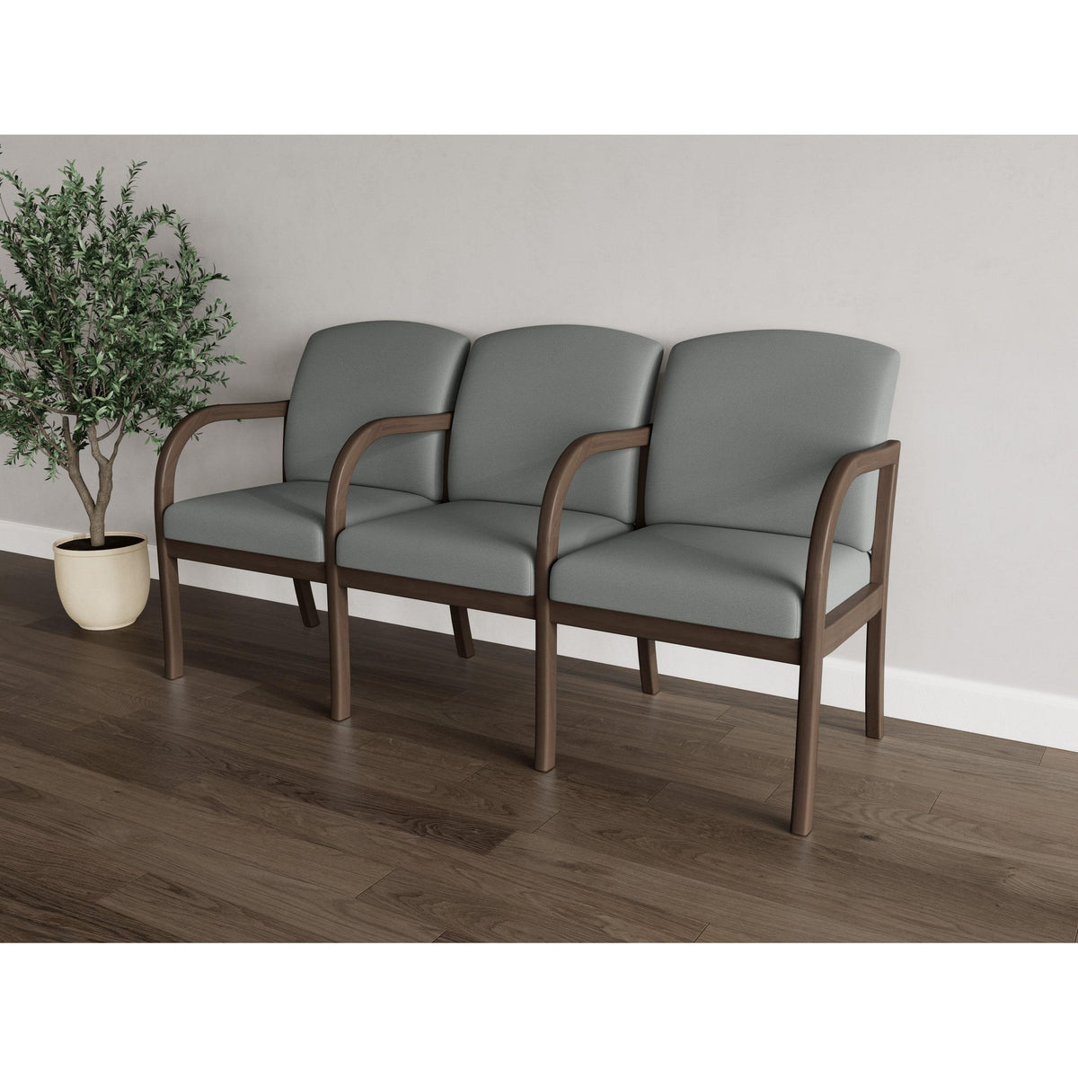Weston Waiting Reception 3 Seat Tandem Seating Wood Frame