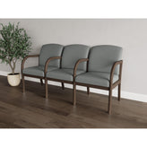 Weston Waiting Reception 3 Seat Tandem Seating Wood Frame