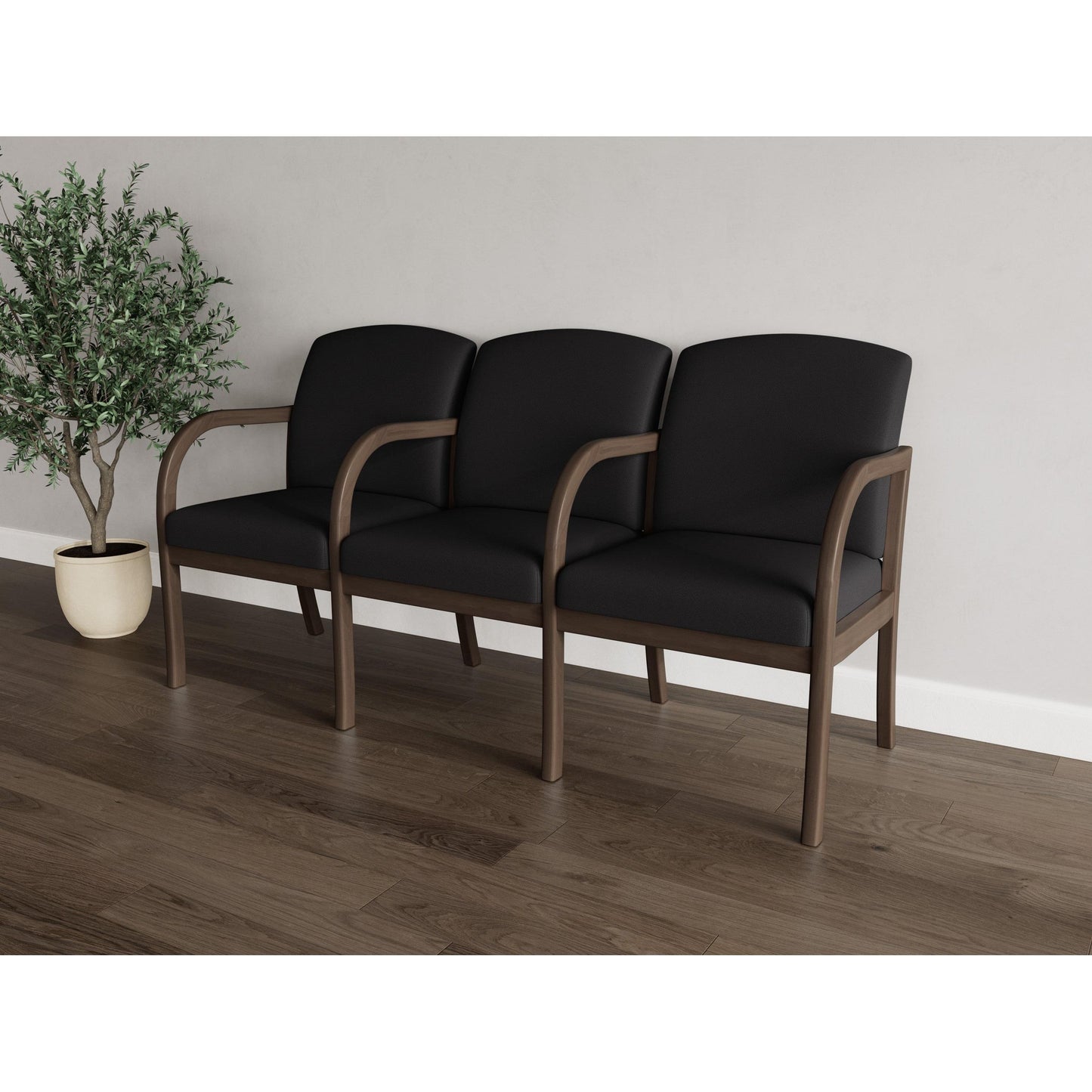 Weston Waiting Reception 3 Seat Tandem Seating Wood Frame