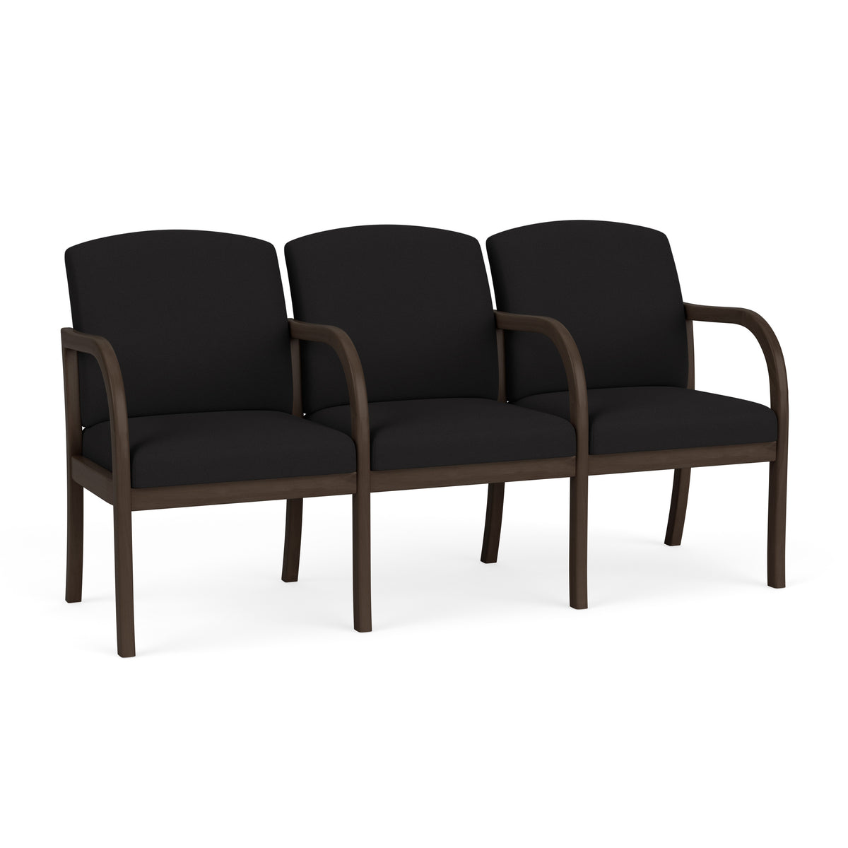 Weston Waiting Reception 3 Seat Tandem Seating Wood Frame