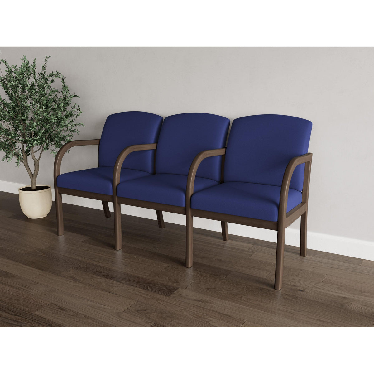 Weston Waiting Reception 3 Seat Tandem Seating Wood Frame
