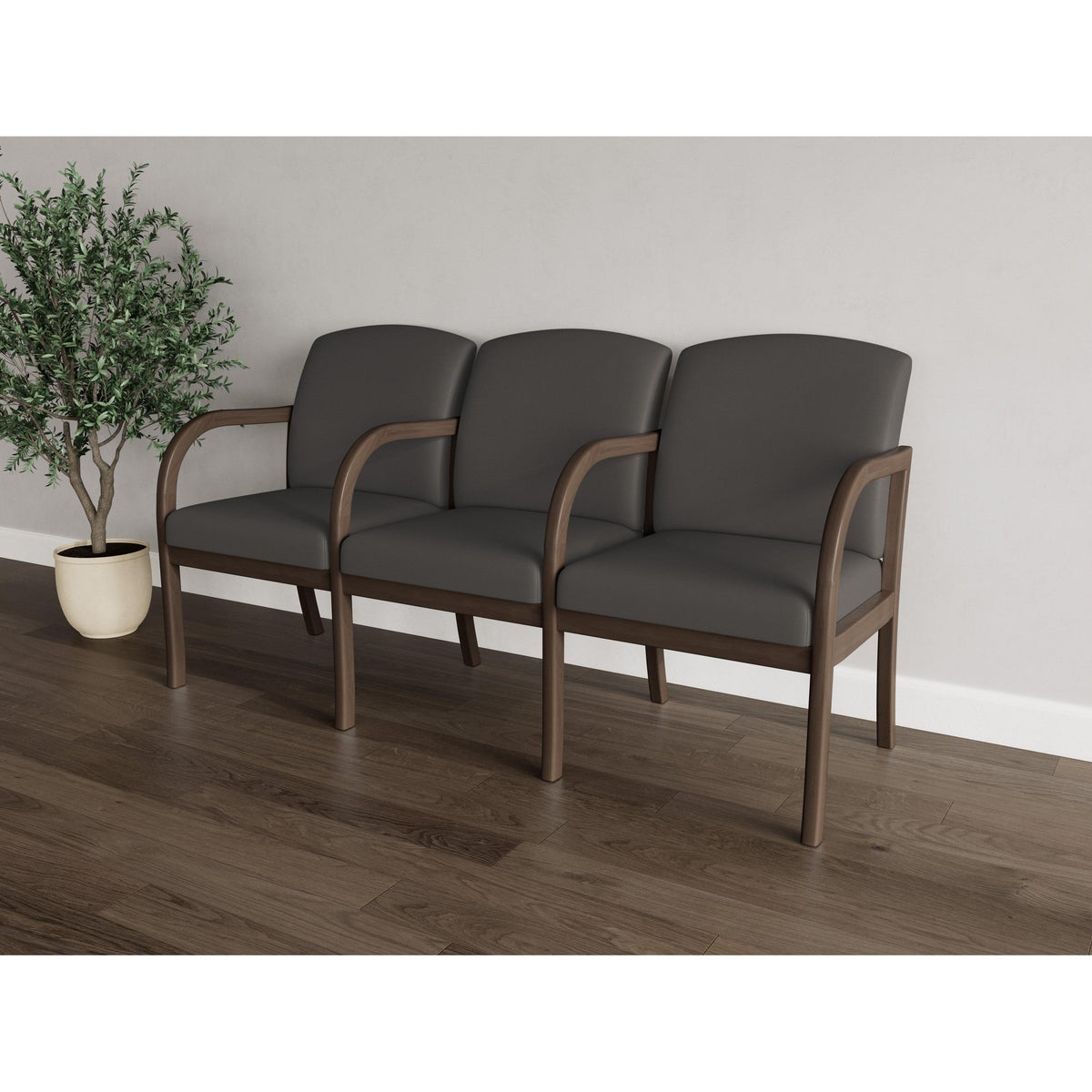 Weston Waiting Reception 3 Seat Tandem Seating Wood Frame