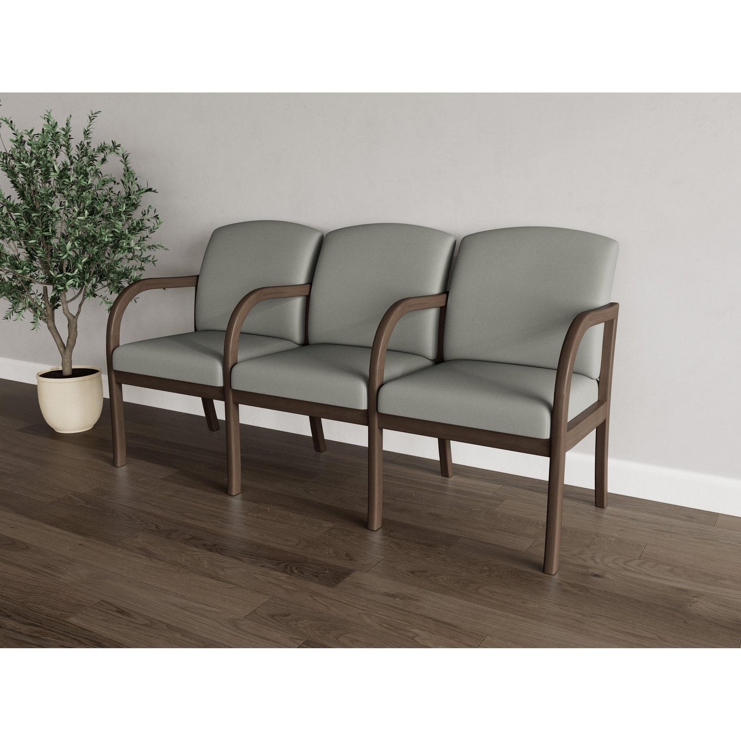 Weston Waiting Reception 3 Seat Tandem Seating Wood Frame
