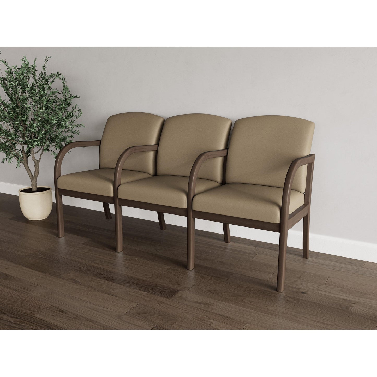 Weston Waiting Reception 3 Seat Tandem Seating Wood Frame