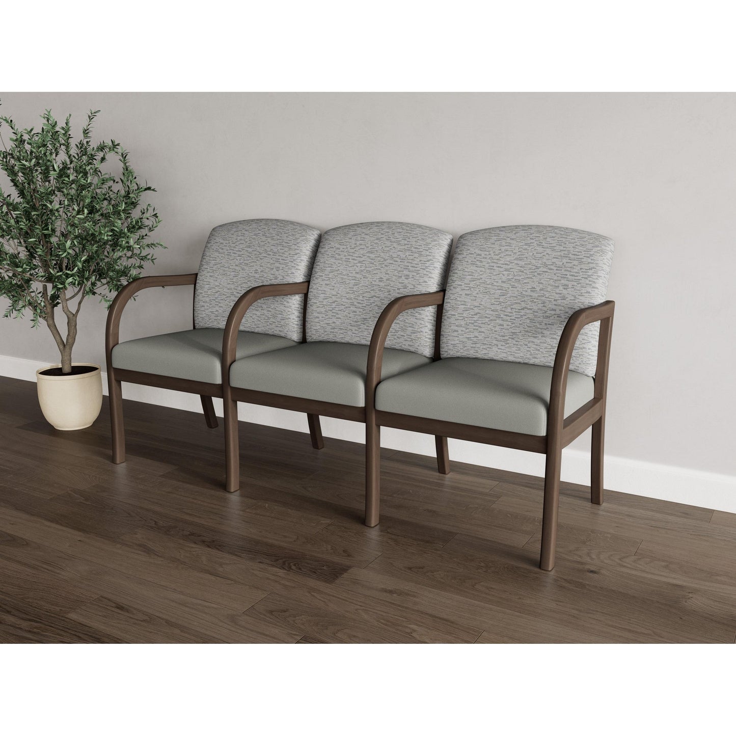 Weston Waiting Reception 3 Seat Tandem Seating Wood Frame