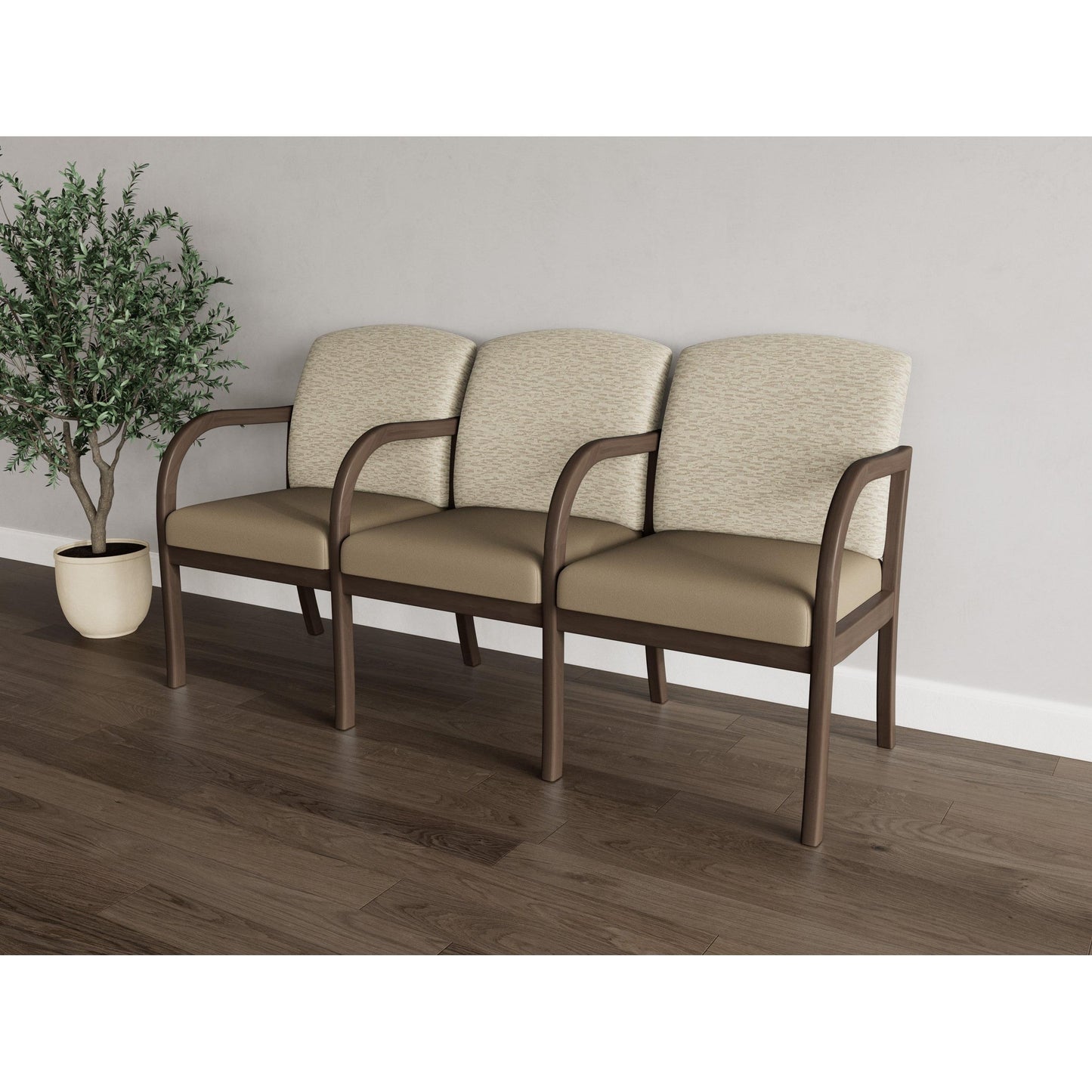 Weston Waiting Reception 3 Seat Tandem Seating Wood Frame