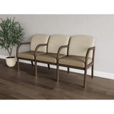 Weston Waiting Reception 3 Seat Tandem Seating Wood Frame