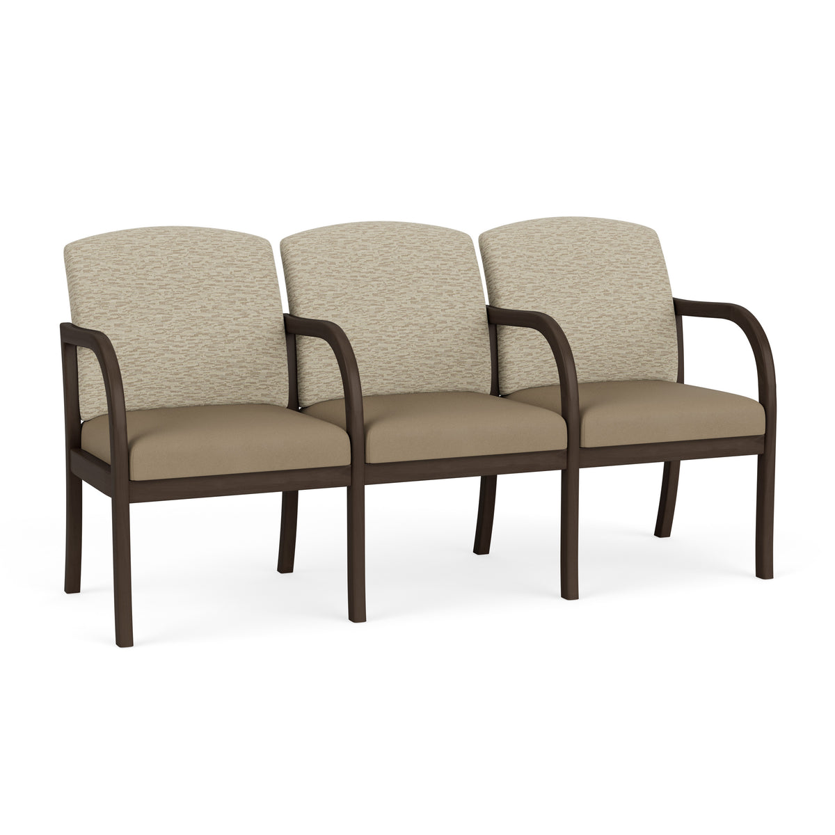 Weston Waiting Reception 3 Seat Tandem Seating Wood Frame