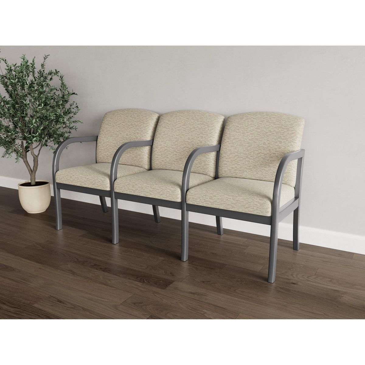 Weston Waiting Reception 3 Seat Tandem Seating Wood Frame