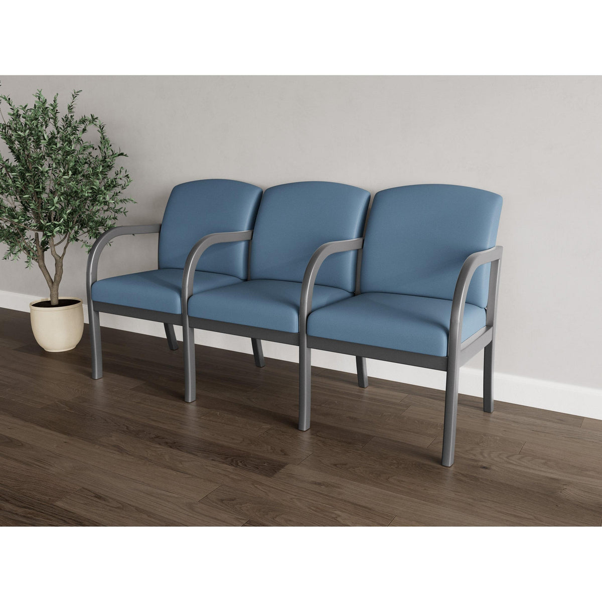 Weston Waiting Reception 3 Seat Tandem Seating Wood Frame