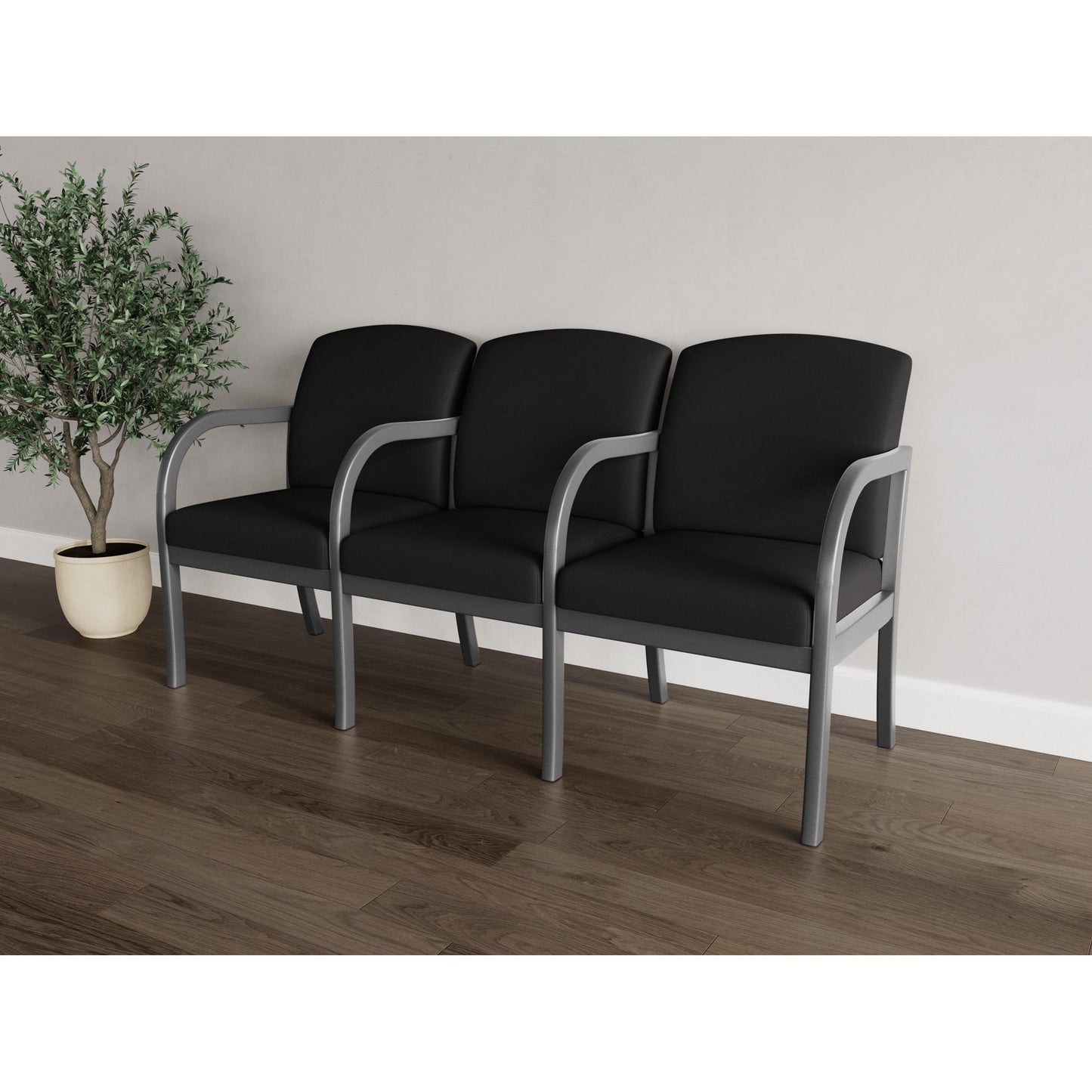 Weston Waiting Reception 3 Seat Tandem Seating Wood Frame
