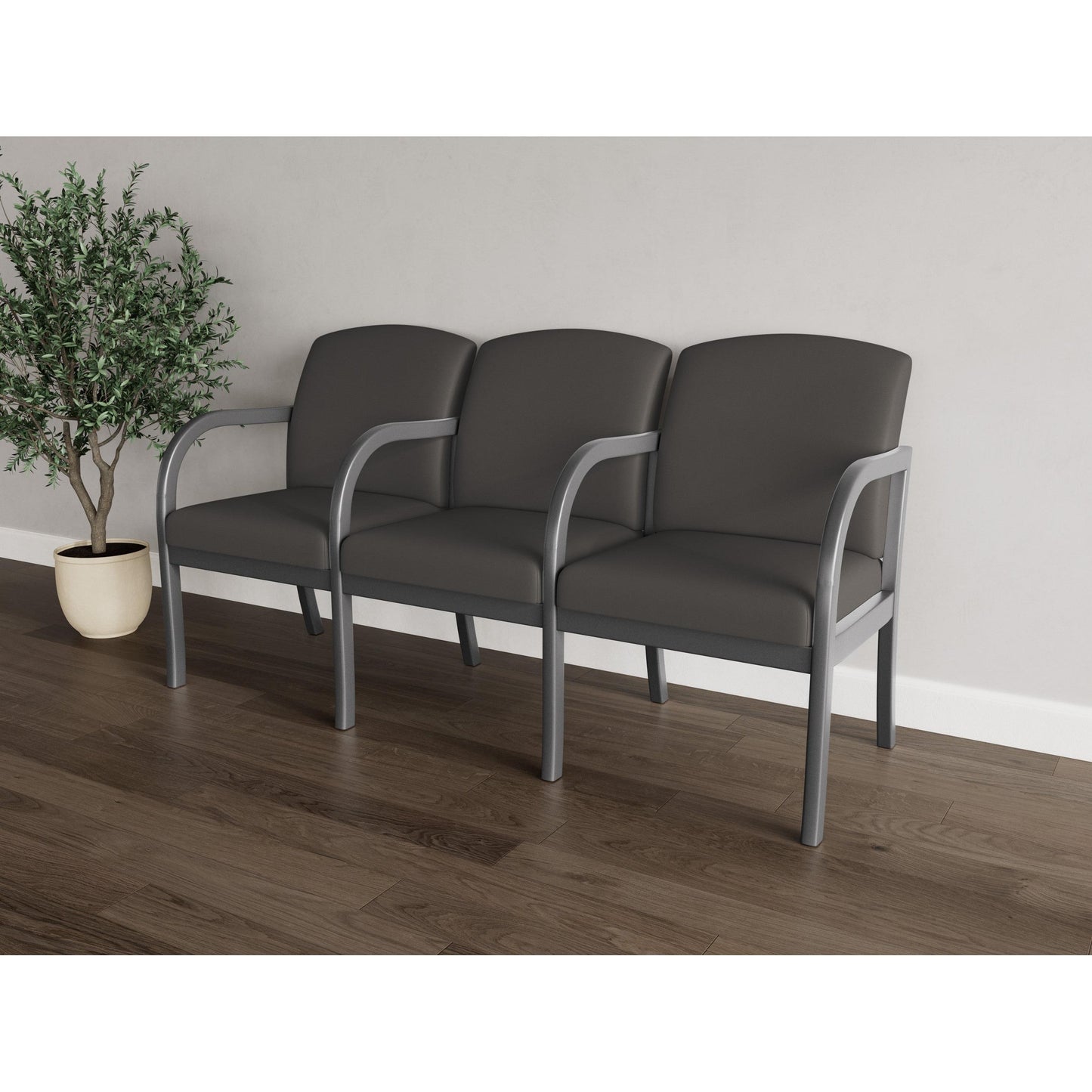 Weston Waiting Reception 3 Seat Tandem Seating Wood Frame