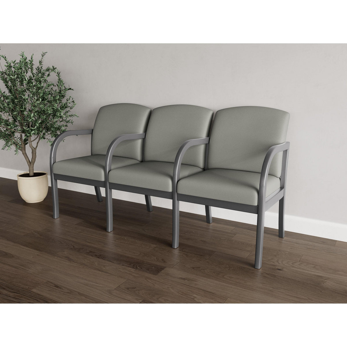 Weston Waiting Reception 3 Seat Tandem Seating Wood Frame