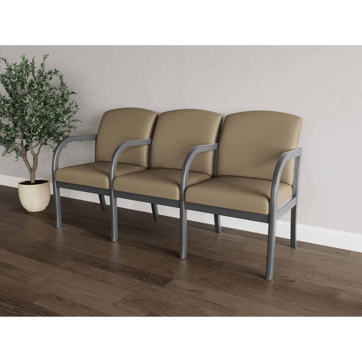 Weston Waiting Reception 3 Seat Tandem Seating Wood Frame