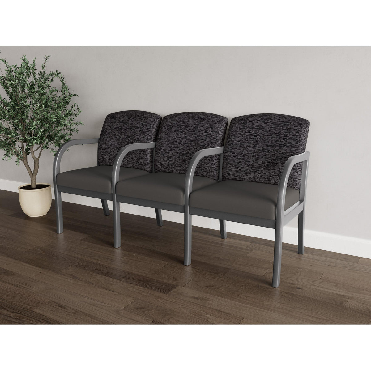 Weston Waiting Reception 3 Seat Tandem Seating Wood Frame