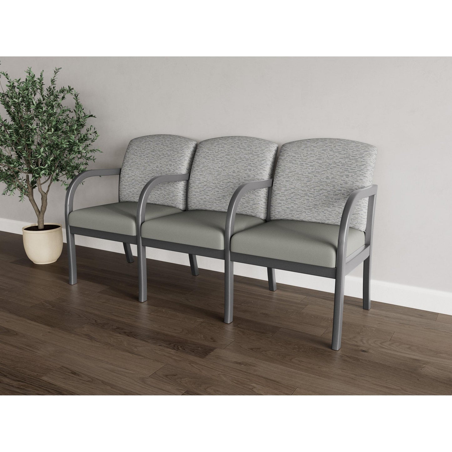 Weston Waiting Reception 3 Seat Tandem Seating Wood Frame