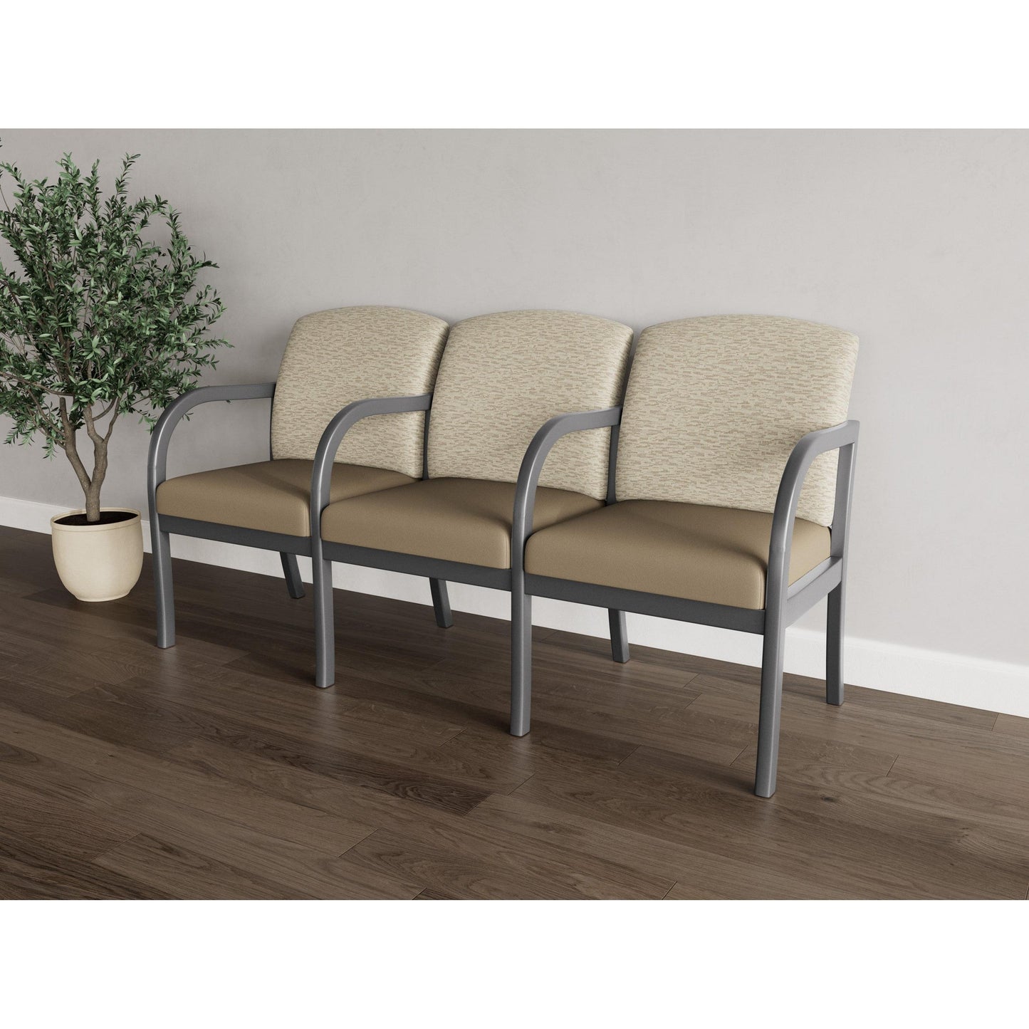 Weston Waiting Reception 3 Seat Tandem Seating Wood Frame