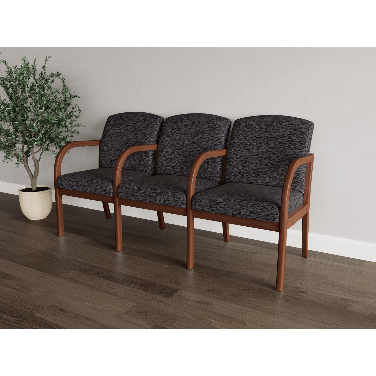 Weston Waiting Reception 3 Seat Tandem Seating Wood Frame