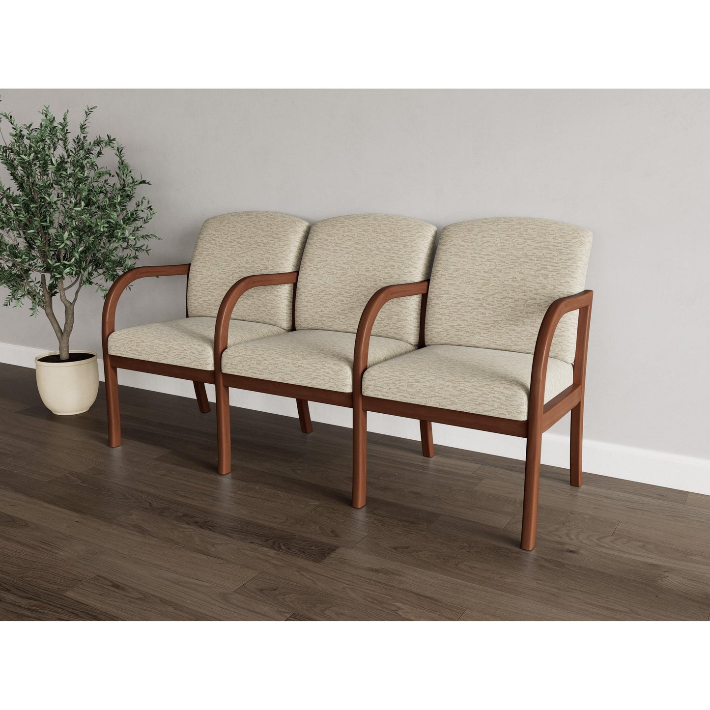 Weston Waiting Reception 3 Seat Tandem Seating Wood Frame