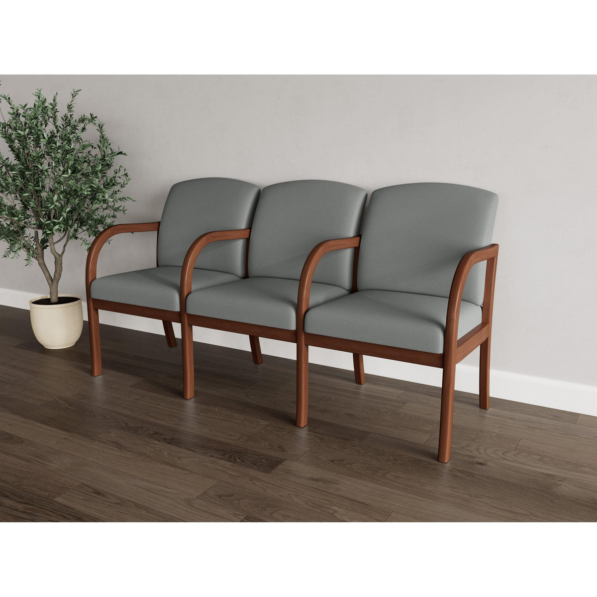 Weston Waiting Reception 3 Seat Tandem Seating Wood Frame