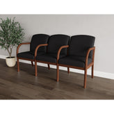 Weston Waiting Reception 3 Seat Tandem Seating Wood Frame