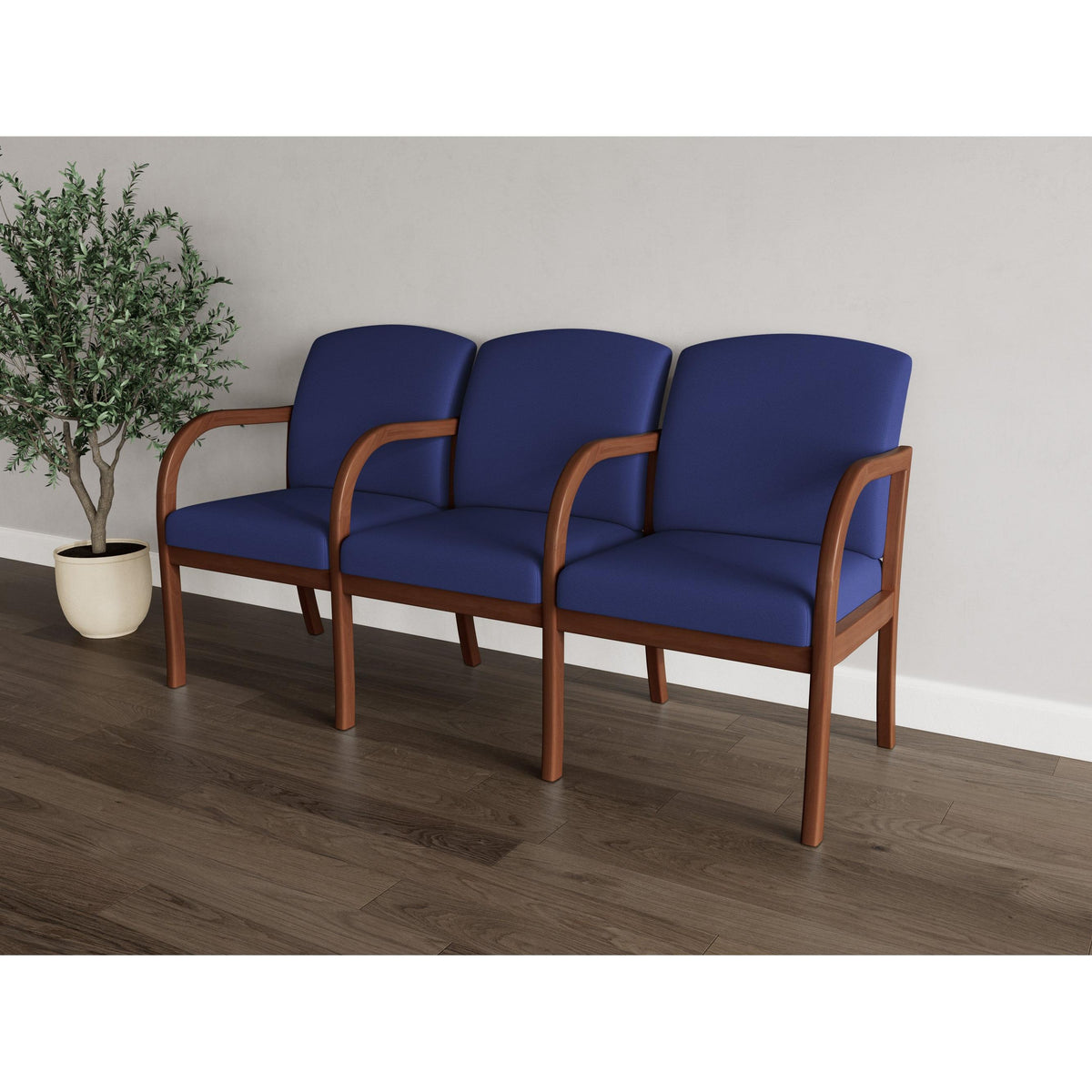 Weston Waiting Reception 3 Seat Tandem Seating Wood Frame